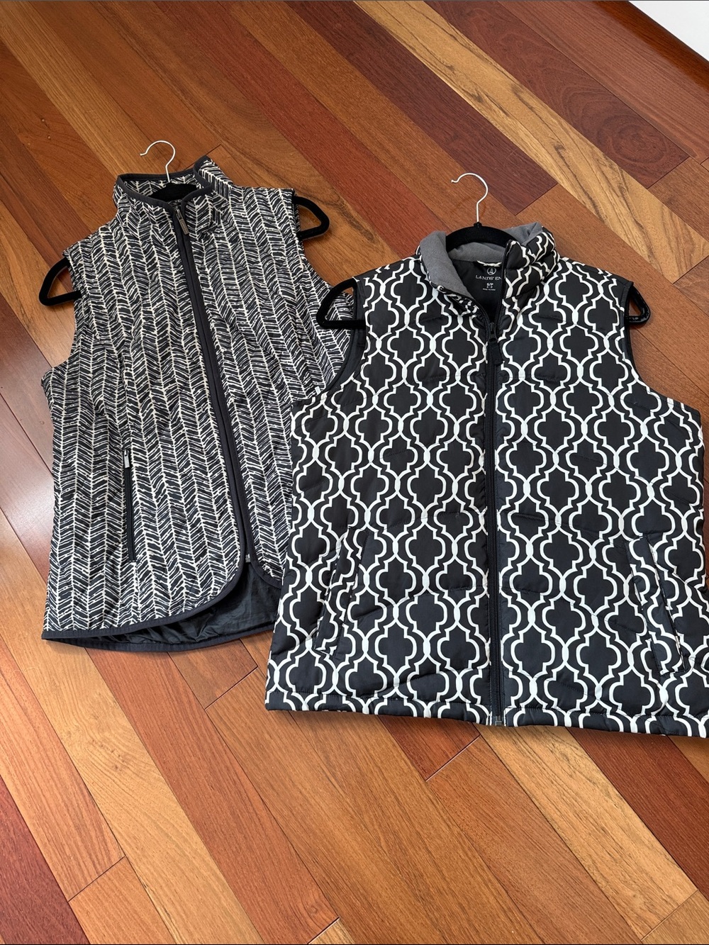 Lands' End Reversible Black & White Quilted Vest